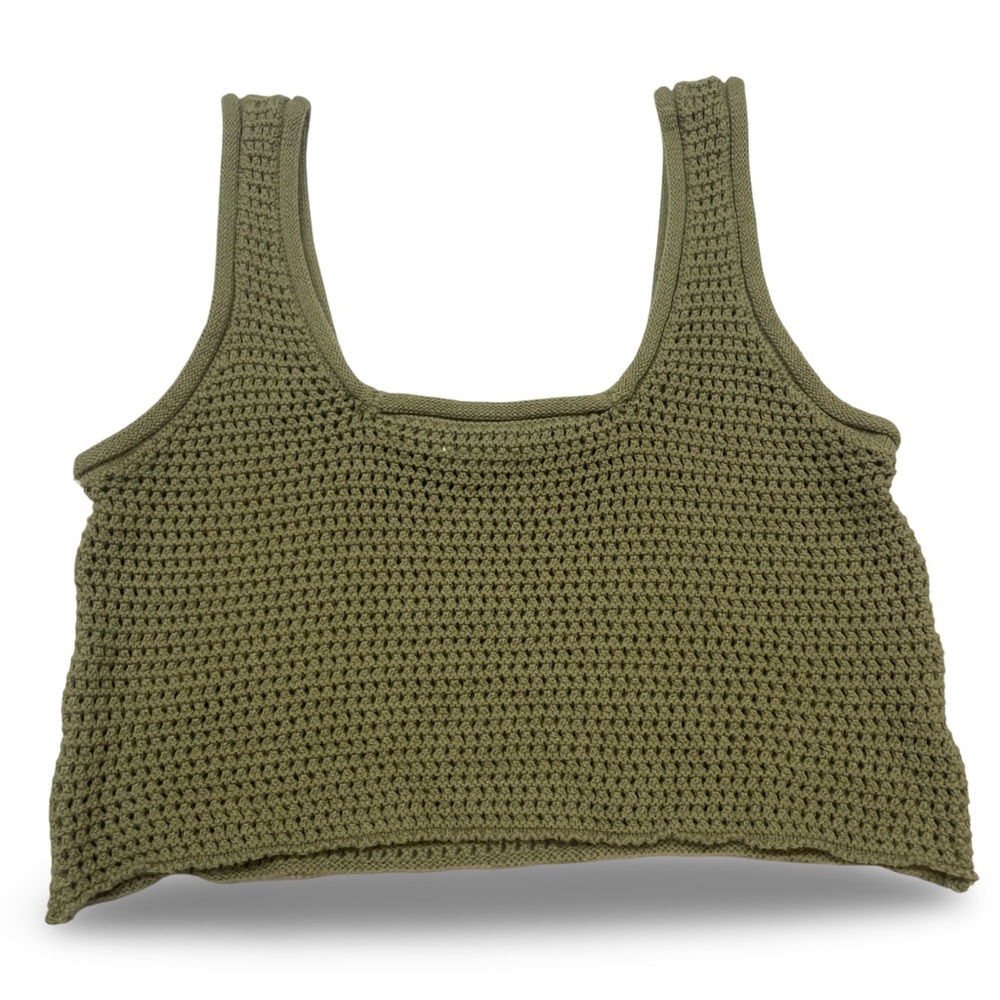 Green Crochet Knit Tank Top